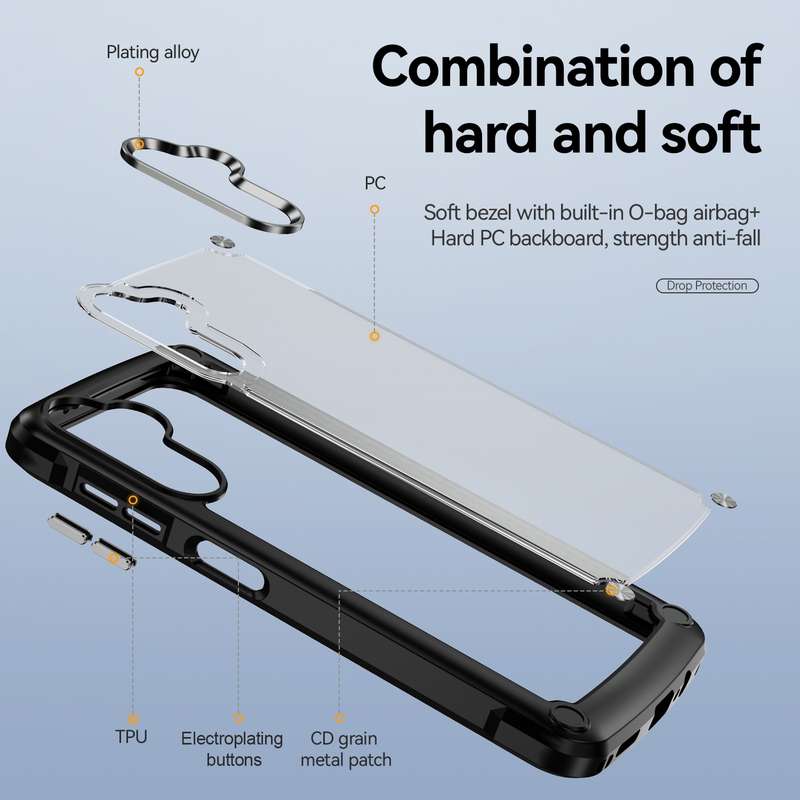 For Samsung Galaxy A14 5G Soft TPU Clear PC Shockproof Phone Case(Purple)