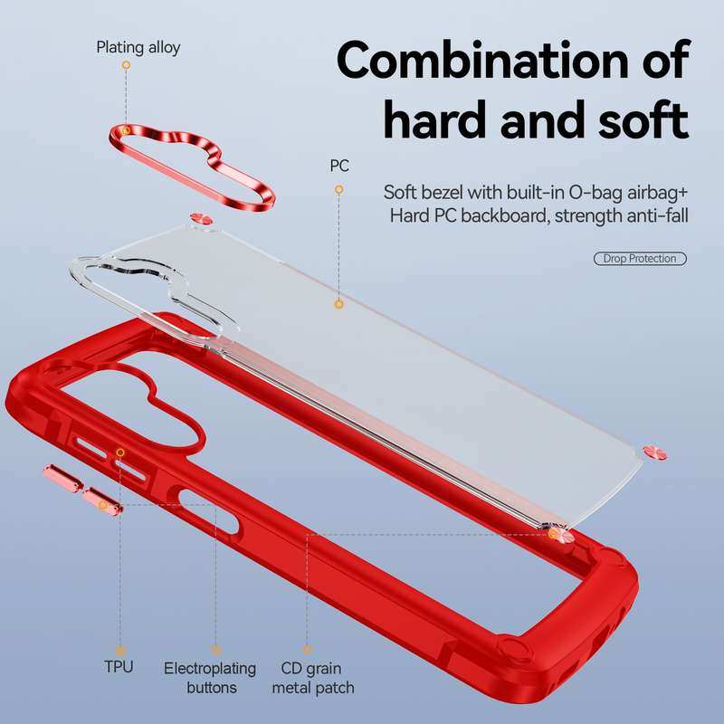 For Samsung Galaxy A14 5G Soft TPU Clear PC Shockproof Phone Case(Purple)