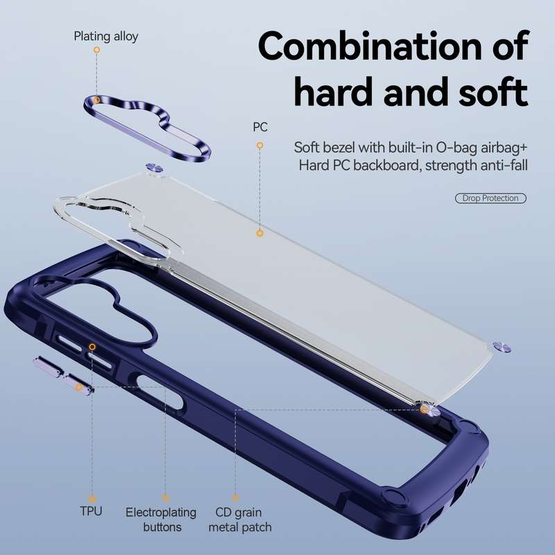 For Samsung Galaxy A14 5G Soft TPU Clear PC Shockproof Phone Case(Purple)