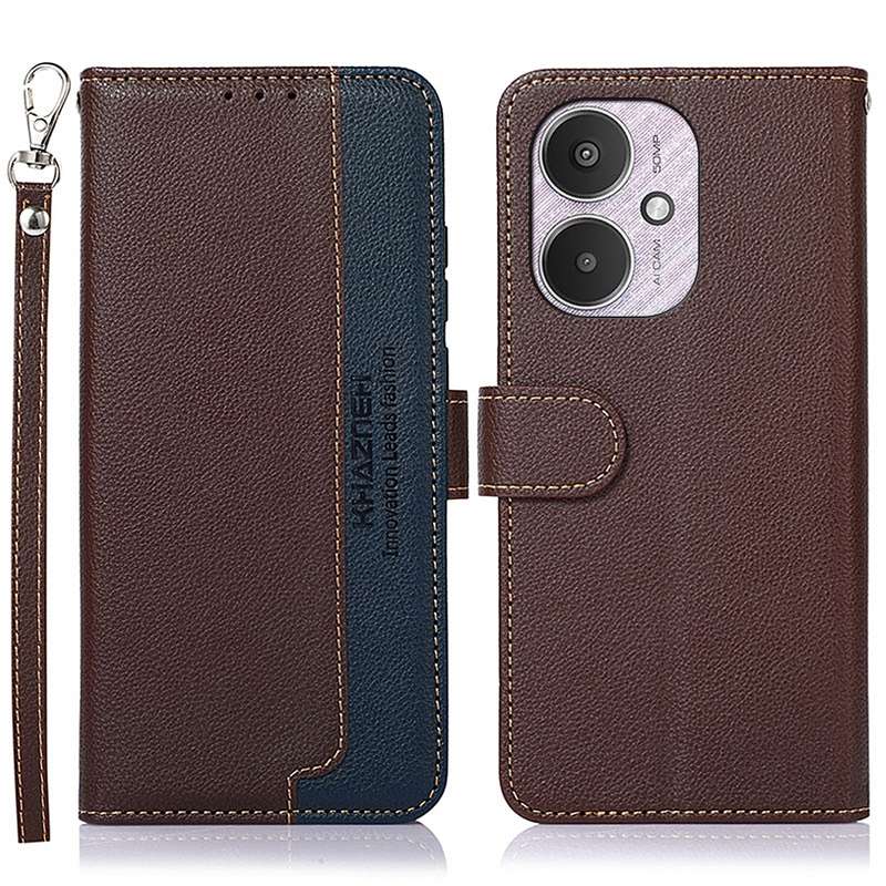 For Xiaomi Redmi 13C 4G / 13C 5G / POCO C65 KHAZNEH Litchi Texture Leather RFID Phone Case(Brow