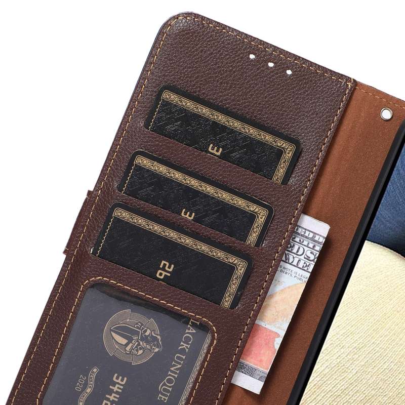 For Xiaomi Redmi 13C 4G / 13C 5G / POCO C65 KHAZNEH Litchi Texture Leather RFID Phone Case(Brow