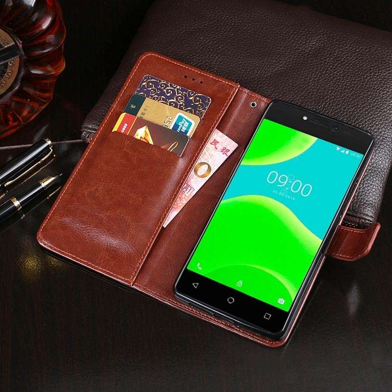 For Wiko Y50 idewei Crazy Horse Texture Horizontal Flip Leather Case with Holder & Card Slots & Wall
