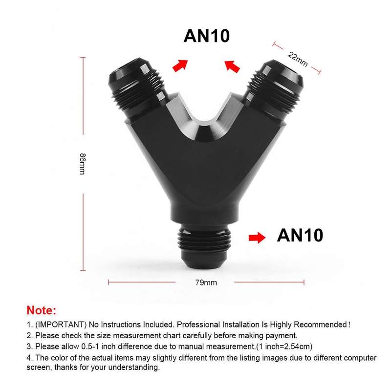 AN10 Car Modified Three-way Y-type Oil Pipe Joint Adapter