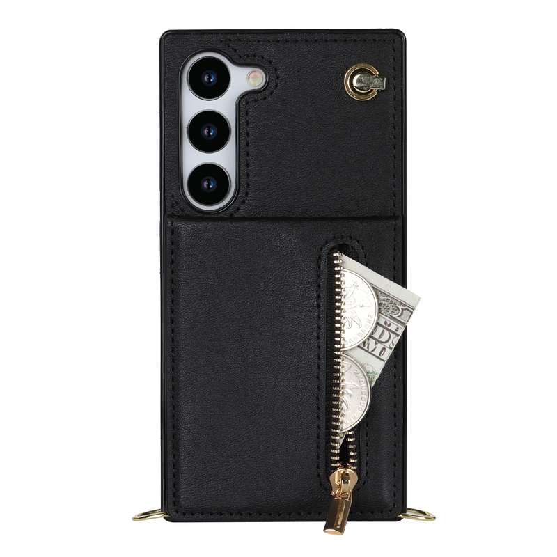 For Samsung Galaxy S23 5G Cross-body Zipper Square TPU+PU Back Cover Case(Black)