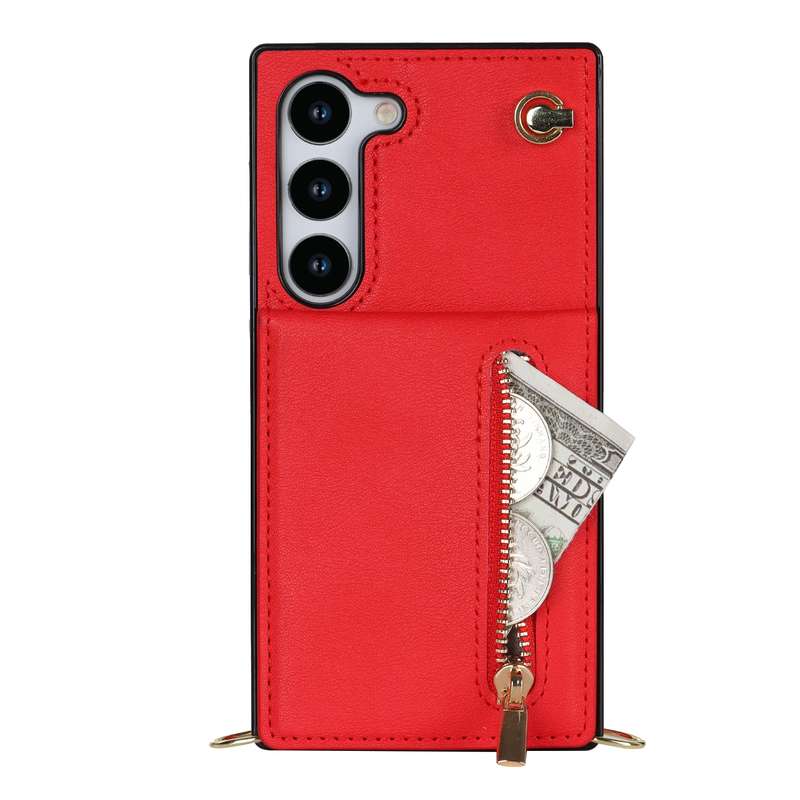 For Samsung Galaxy S23 5G Cross-body Zipper Square TPU+PU Back Cover Case(Black)