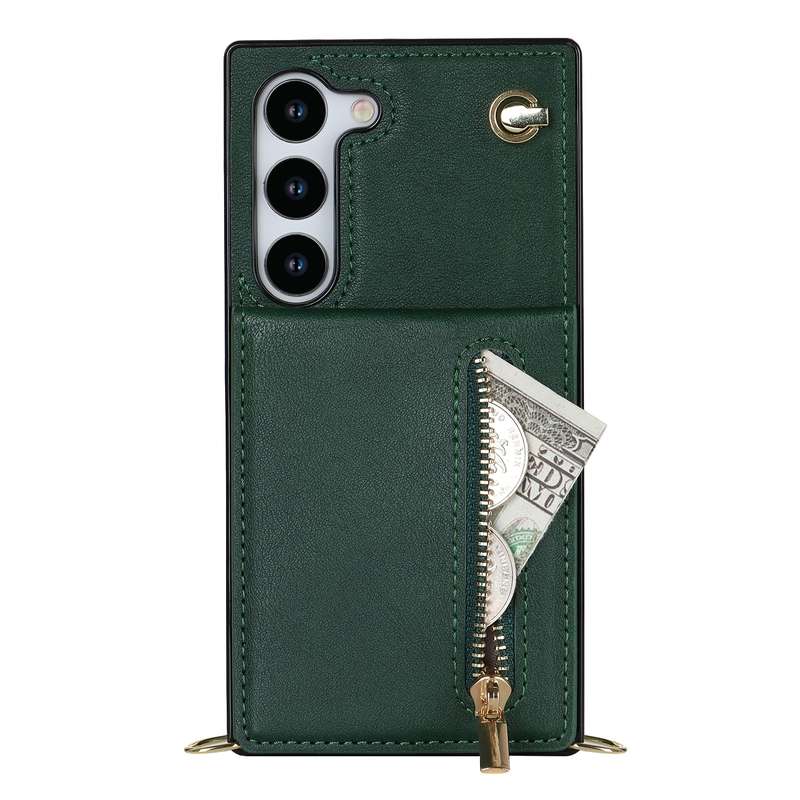 For Samsung Galaxy S23 5G Cross-body Zipper Square TPU+PU Back Cover Case(Black)