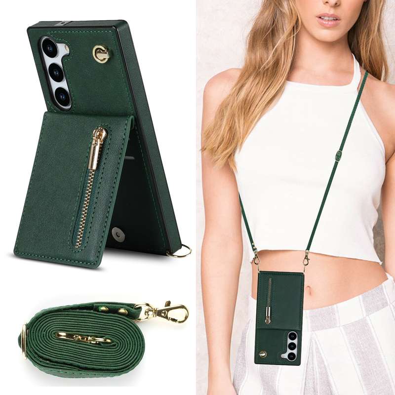 For Samsung Galaxy S23 5G Cross-body Zipper Square TPU+PU Back Cover Case(Black)