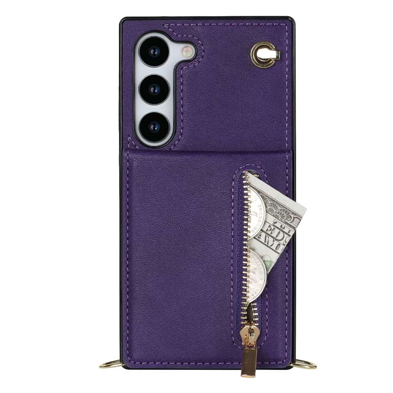 For Samsung Galaxy S23 5G Cross-body Zipper Square TPU+PU Back Cover Case(Black)