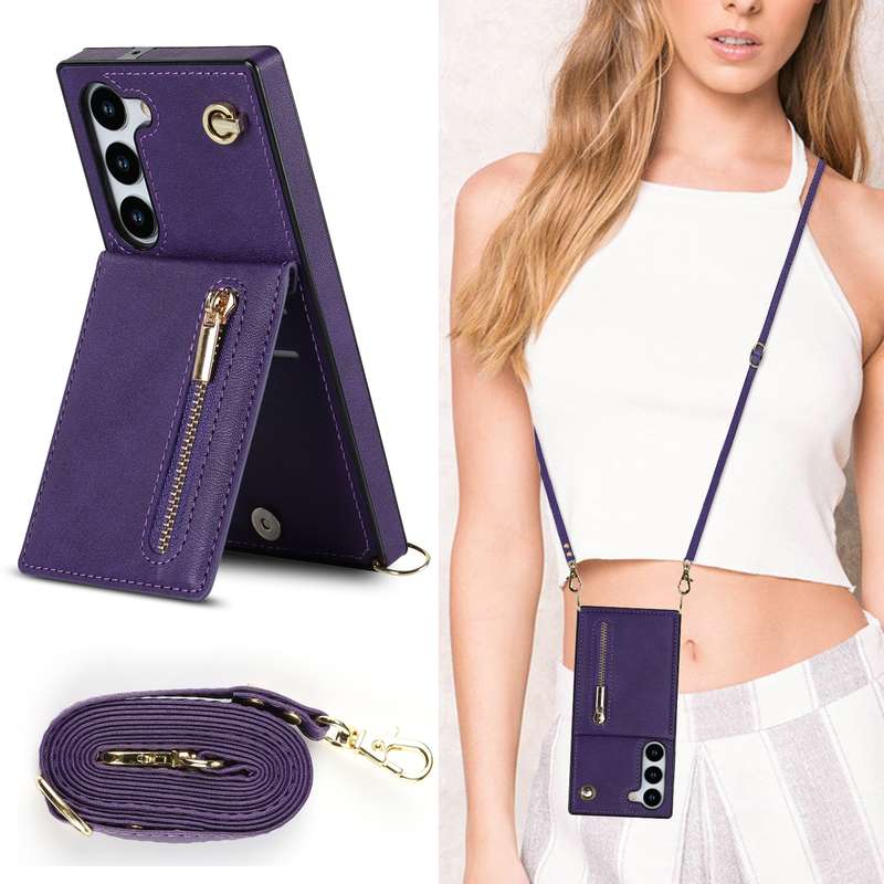 For Samsung Galaxy S23 5G Cross-body Zipper Square TPU+PU Back Cover Case(Black)