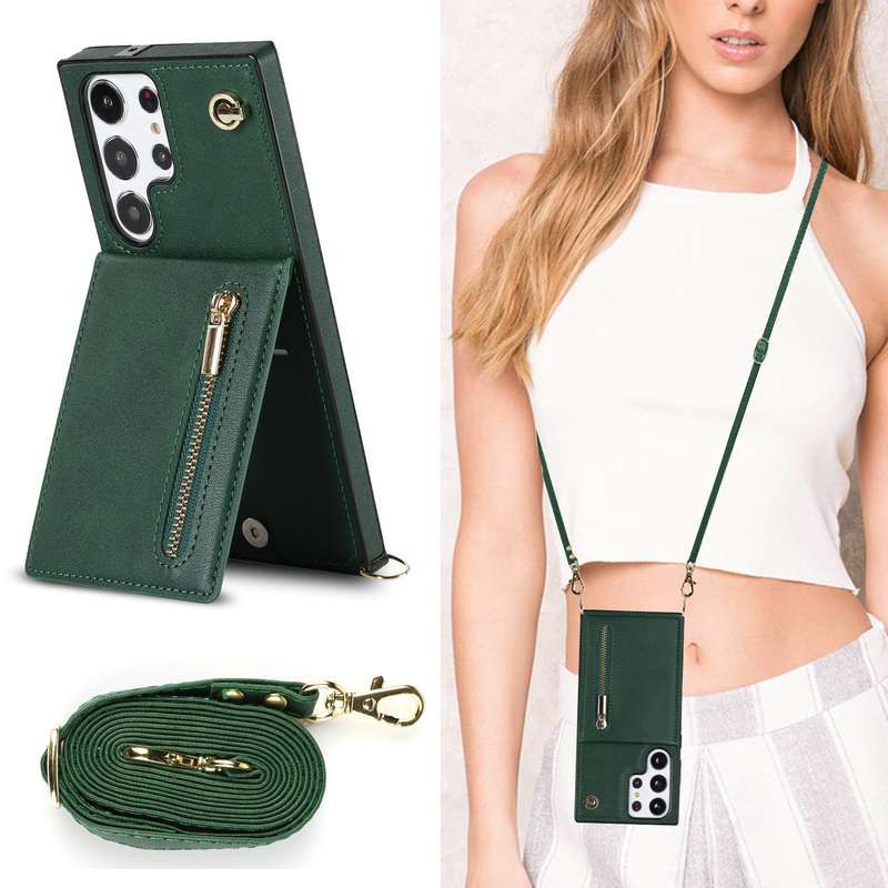 For Samsung Galaxy S23 Ultra 5G Cross-body Zipper Square TPU+PU Back Cover Case(Black)