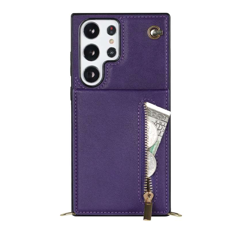 For Samsung Galaxy S23 Ultra 5G Cross-body Zipper Square TPU+PU Back Cover Case(Black)