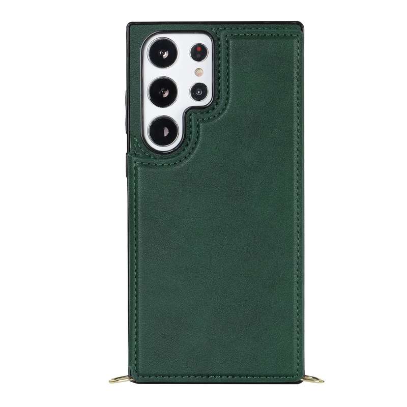 For Samsung Galaxy S23 Ultra 5G Cross-body Square Double Buckle Flip Card Bag TPU+PU Case(Green)