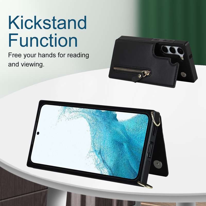 For Samsung Galaxy S23 5G Cross-body Zipper Square Phone Case(Green)