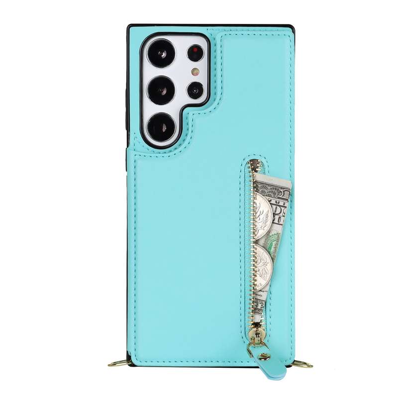 For Samsung Galaxy S23 Ultra 5G Cross-body Zipper Square Phone Case(Pink)
