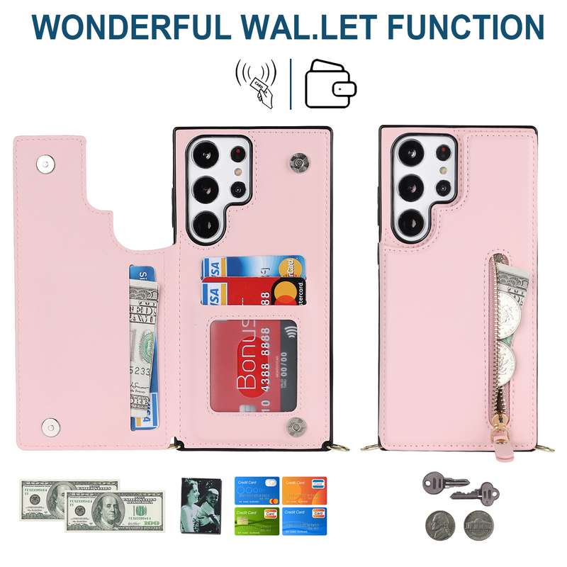 For Samsung Galaxy S23 5G Cross-body Zipper Square Phone Case(Green)