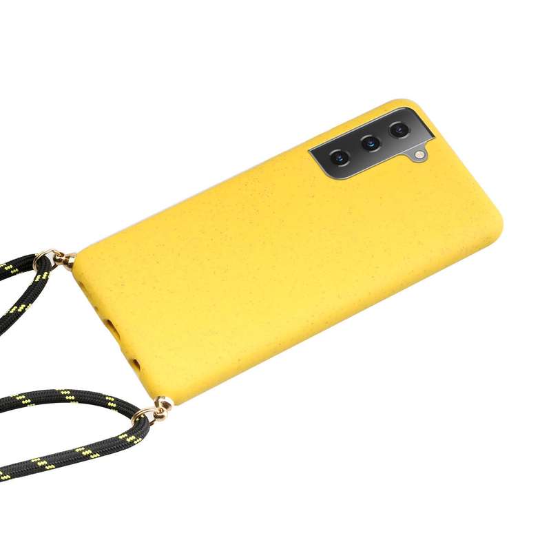 For Samsung Galaxy S23 FE 5G Wheat Straw Material + TPU Phone Case with Lanyard(Army Green)