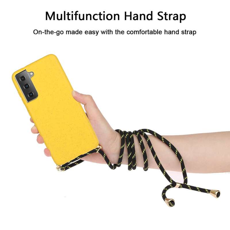 For Samsung Galaxy S23 FE 5G Wheat Straw Material + TPU Phone Case with Lanyard(Army Green)