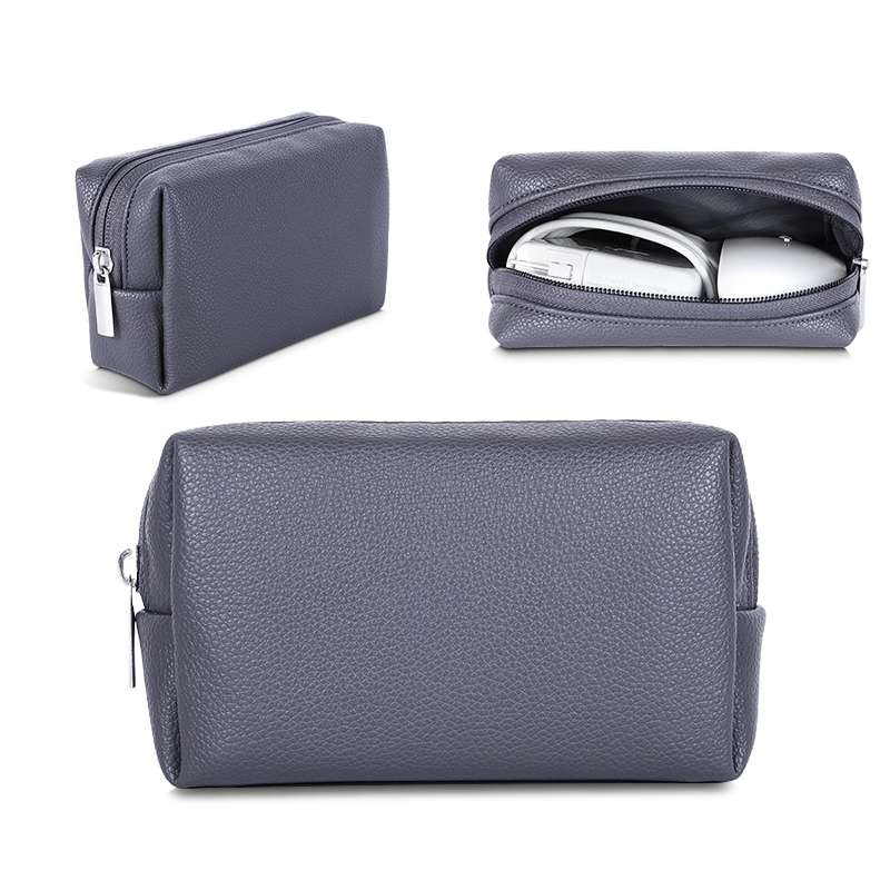 Leather Power Pack Charger Data Cable Mouse Digital Storage Bag(Rose Gold)