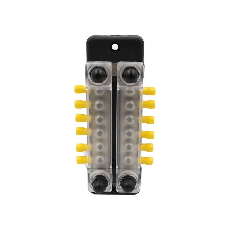 CP-3024 150A 12-48V RV Yacht Double-row 6-way Busbar with 16pcs Terminals(Black)