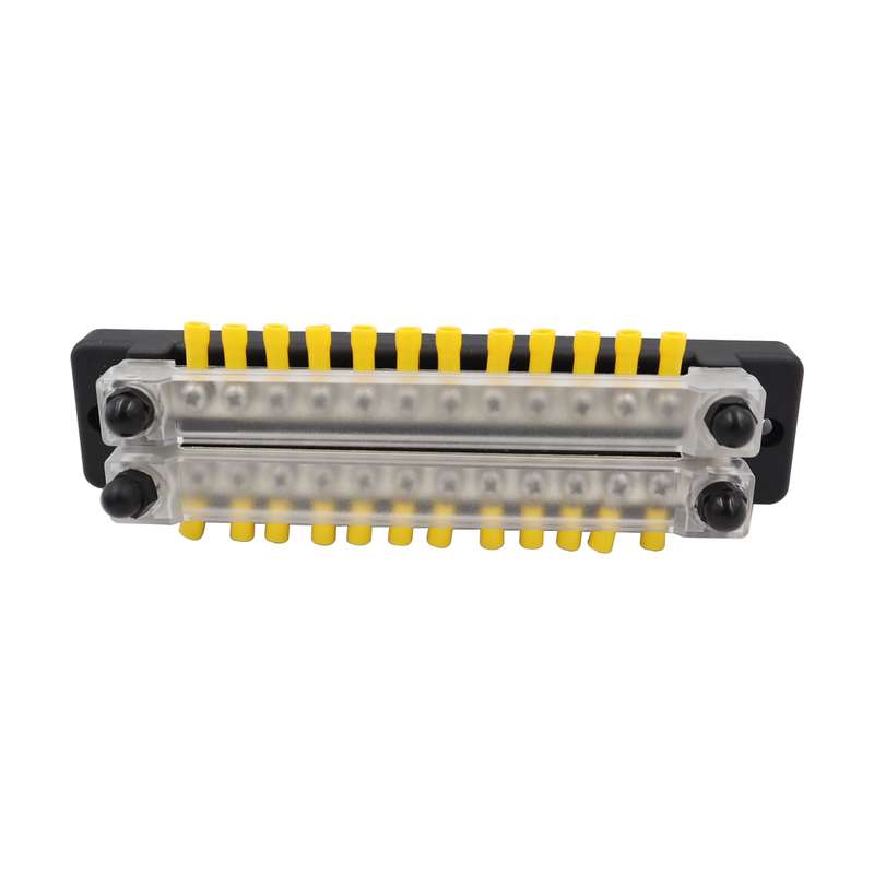 CP-3025 150A 12-48V RV Yacht Double-row 12-way Busbar with 28pcs Terminals(Black)