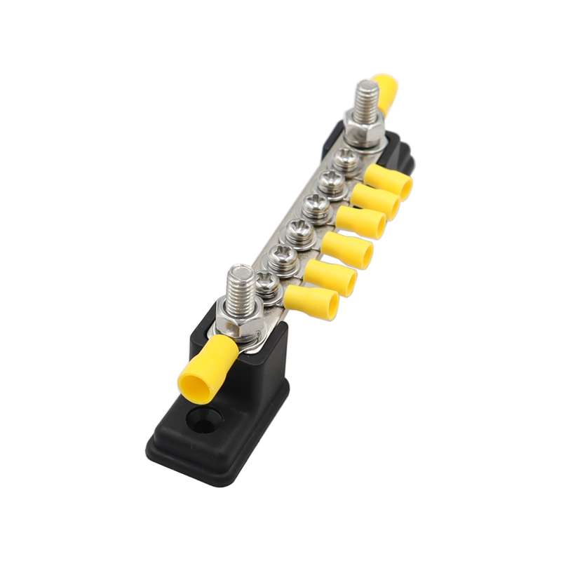 CP-3050 150A 12-48V RV Yacht 6-way Busbar with 8pcs Terminals(Black)