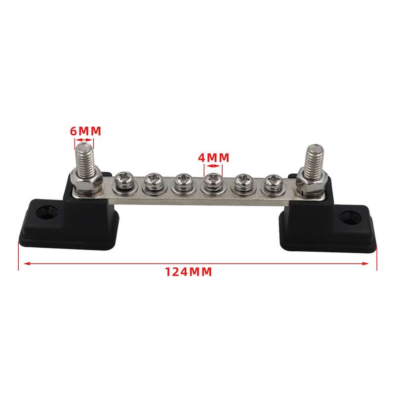 CP-3050 150A 12-48V RV Yacht 6-way Busbar with 8pcs Terminals(Black)