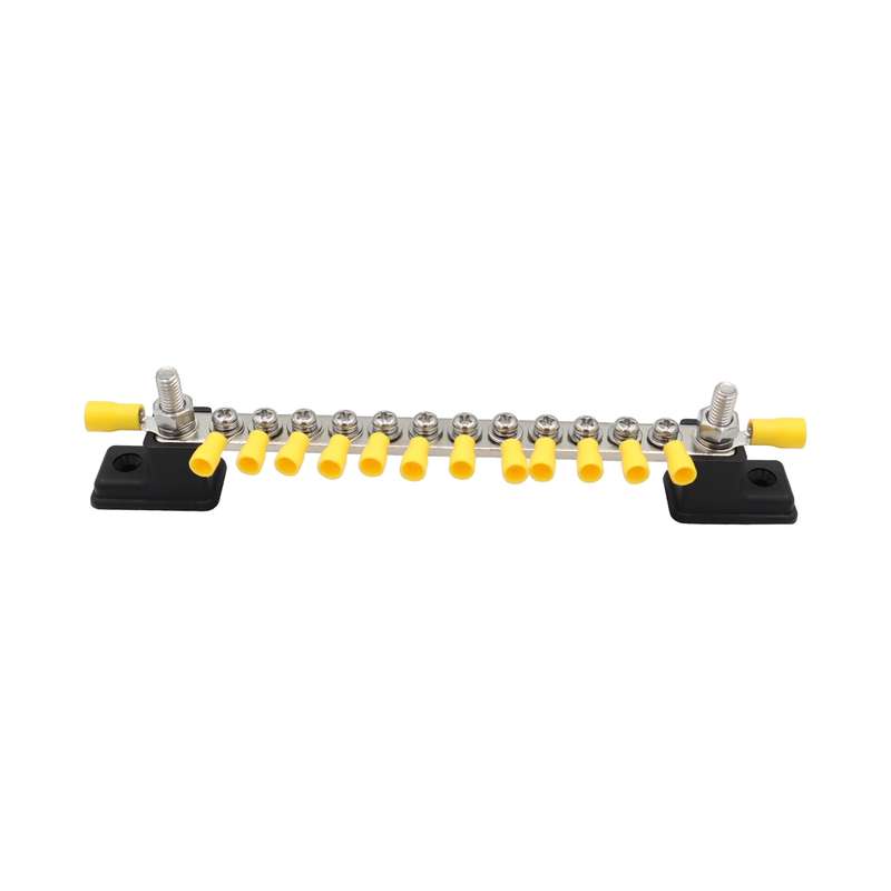 CP-3051 150A 12-48V RV Yacht 12-way Busbar with 14pcs Terminals(Black)
