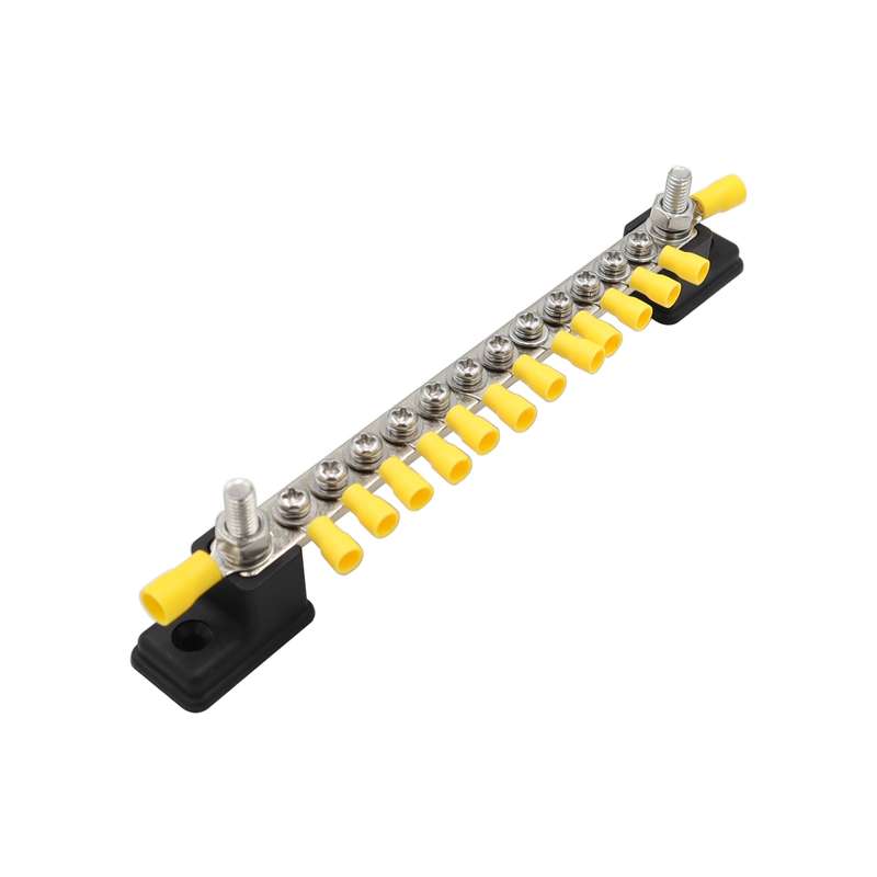 CP-3051 150A 12-48V RV Yacht 12-way Busbar with 14pcs Terminals(Black)