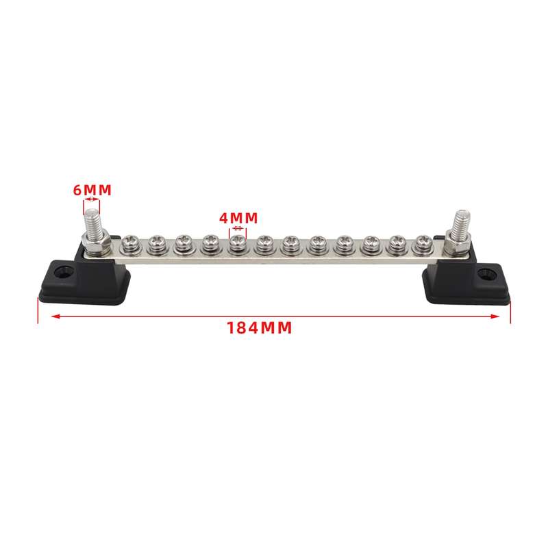 CP-3051 150A 12-48V RV Yacht 12-way Busbar with 14pcs Terminals(Black)