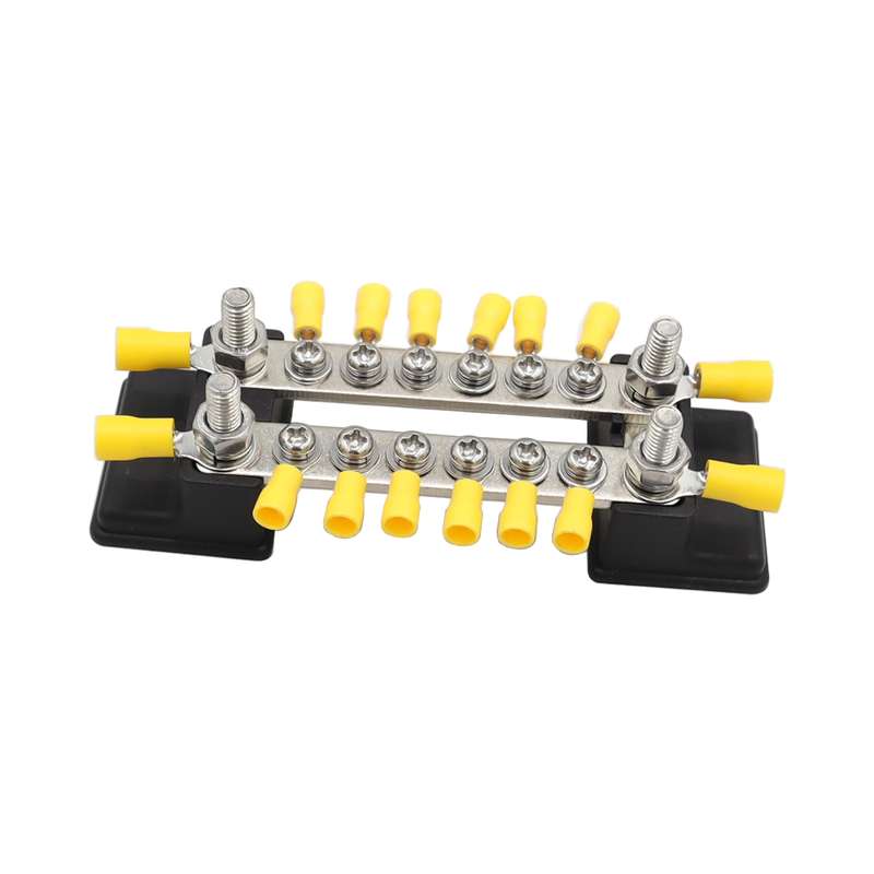 CP-3052 150A 12-48V RV Yacht Double-row 6-way Busbar with 16pcs Terminals(Black)