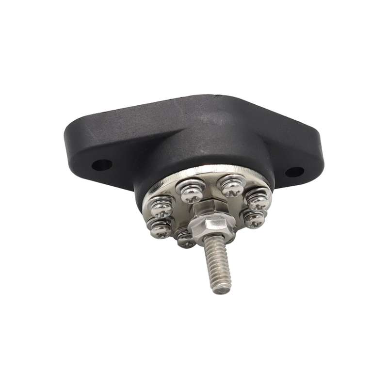 1/4 inch M6 RV Yacht 8-way Terminal Stud with 2 M5x20 Screws(Black)