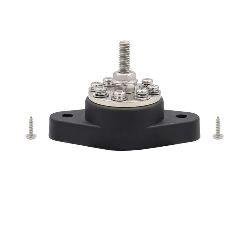 1/4 inch M6 RV Yacht 8-way Terminal Stud with 2 M5x20 Screws(Black)
