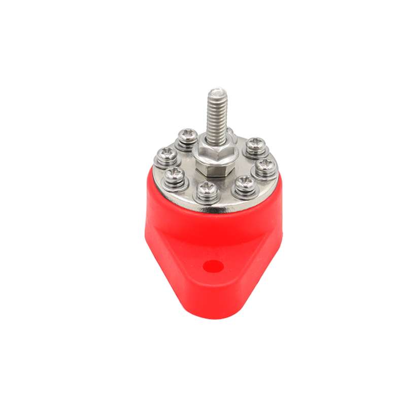 1/4 inch M6 RV Yacht 8-way Terminal Stud with 2 M5x20 Screws(Red)