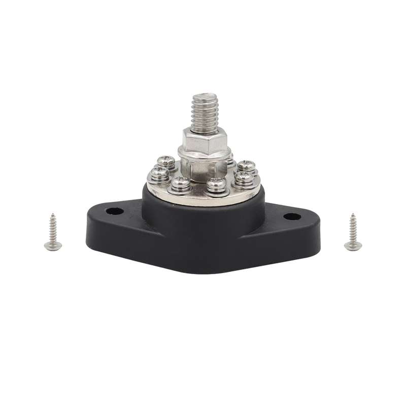 3/8 inch M10 RV Yacht 8-way Terminal Stud with 2 M5x20 Screws(Black)