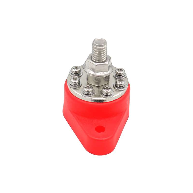 3/8 inch M10 RV Yacht 8-way Terminal Stud with 2 M5x20 Screws(Red)