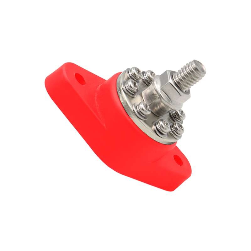 3/8 inch M10 RV Yacht 8-way Terminal Stud with 2 M5x20 Screws(Red)