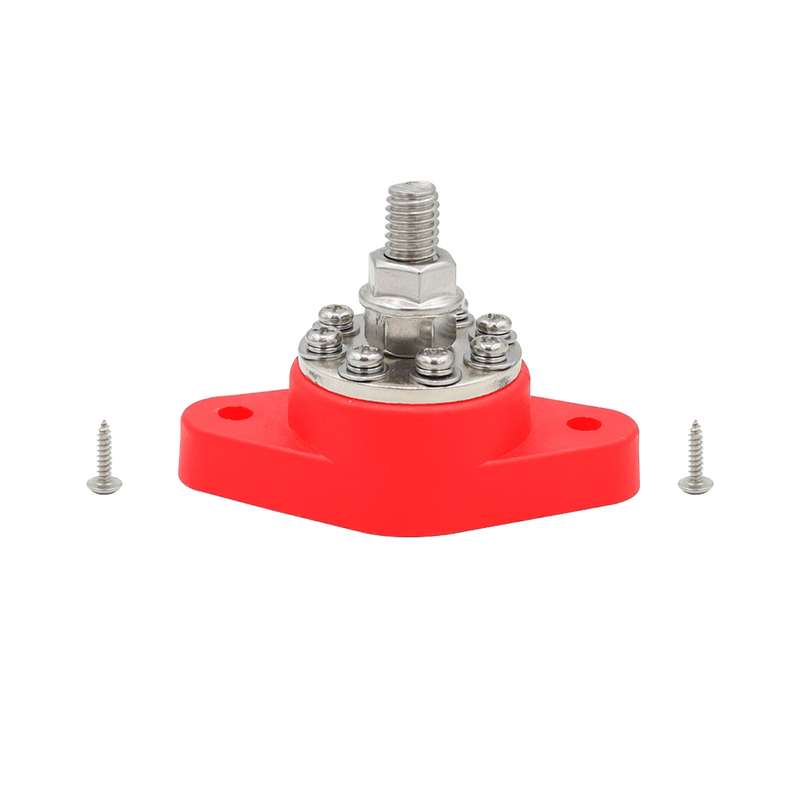 3/8 inch M10 RV Yacht 8-way Terminal Stud with 2 M5x20 Screws(Red)
