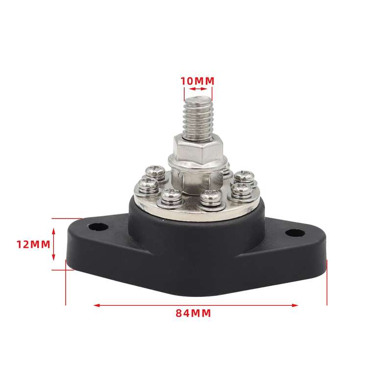 3/8 inch M10 RV Yacht 8-way Terminal Stud with 2 M5x20 Screws(Red)