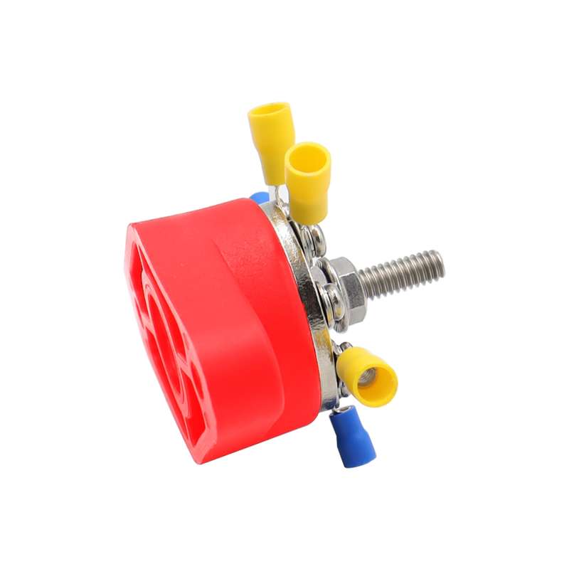 1/4 inch M6 RV Yacht 8-way Terminal Stud with 2 M5x20 Screws + 16pcs Terminals(Red)