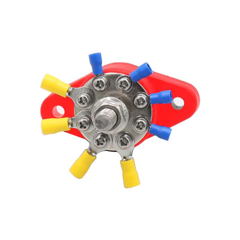 3/8 inch M10 RV Yacht 8-way Terminal Stud with 2 M5x20 Screws + 16pcs Terminals(Red)