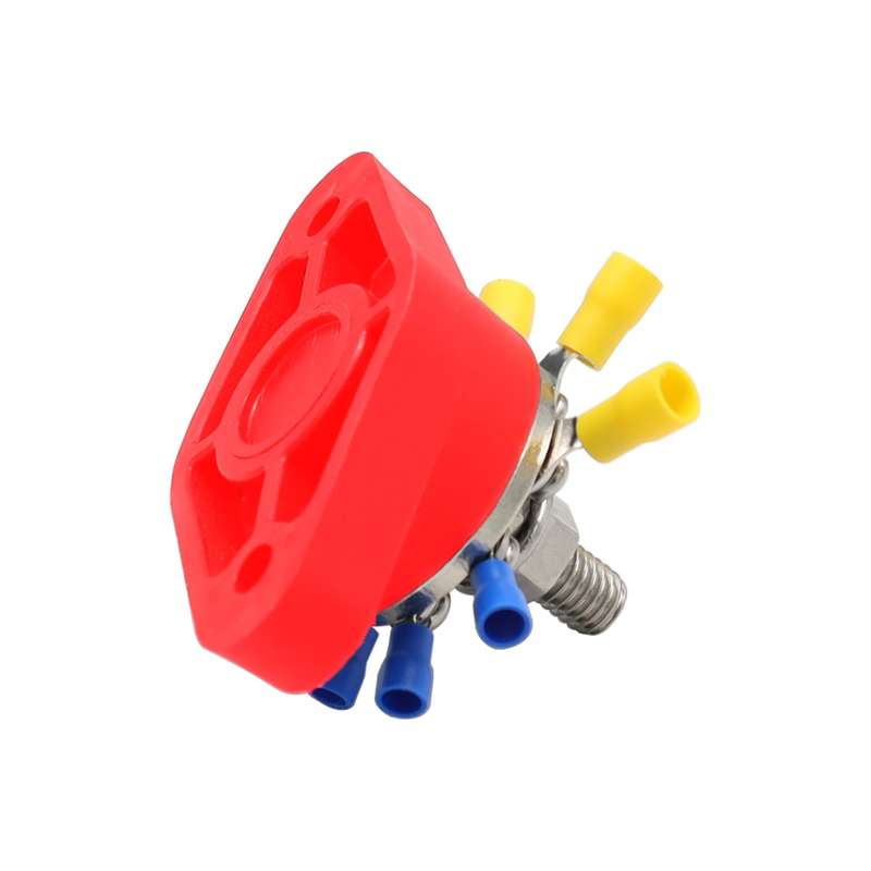 3/8 inch M10 RV Yacht 8-way Terminal Stud with 2 M5x20 Screws + 16pcs Terminals(Red)