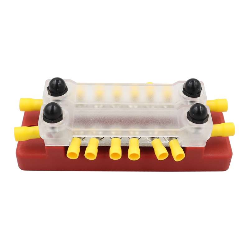 CP-3114 1 Pair 150A 12-48V RV Yacht Double-row 6-way Busbar with 32pcs Terminals