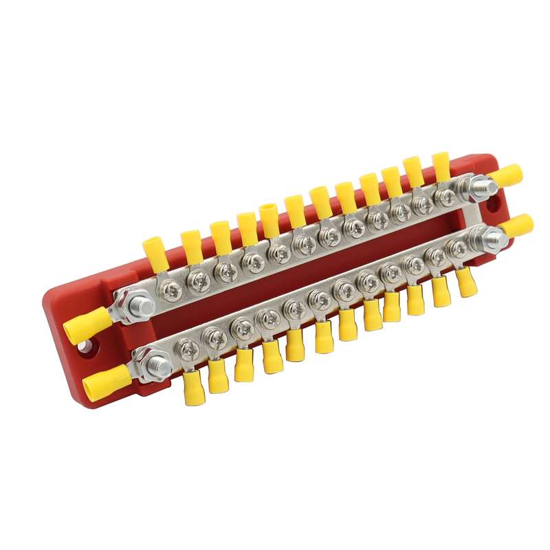 CP-3115 1 Pair 150A 12-48V RV Yacht Double-row 12-way Busbar with 56pcs Terminals