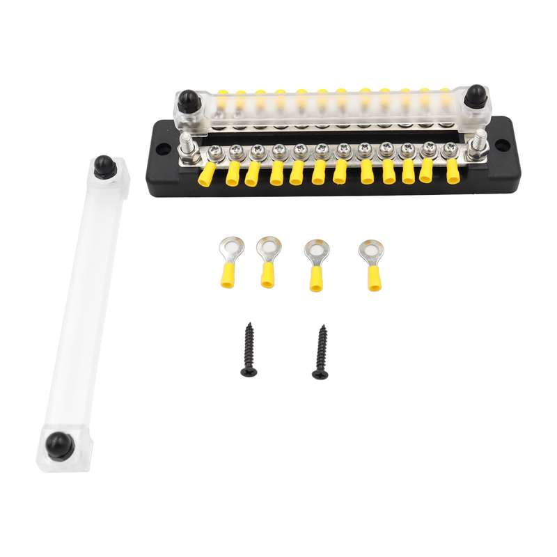 CP-3115 1 Pair 150A 12-48V RV Yacht Double-row 12-way Busbar with 56pcs Terminals
