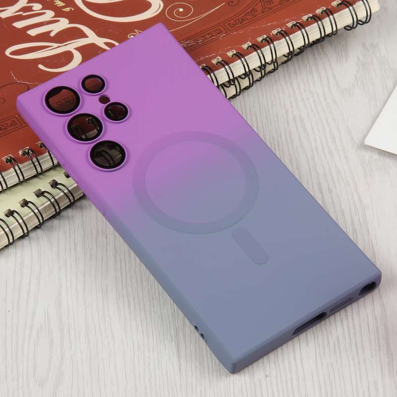 For Samsung Galaxy S23 Ultra 5G Liquid TPU Silicone Gradient MagSafe Phone Case(Pink Red)