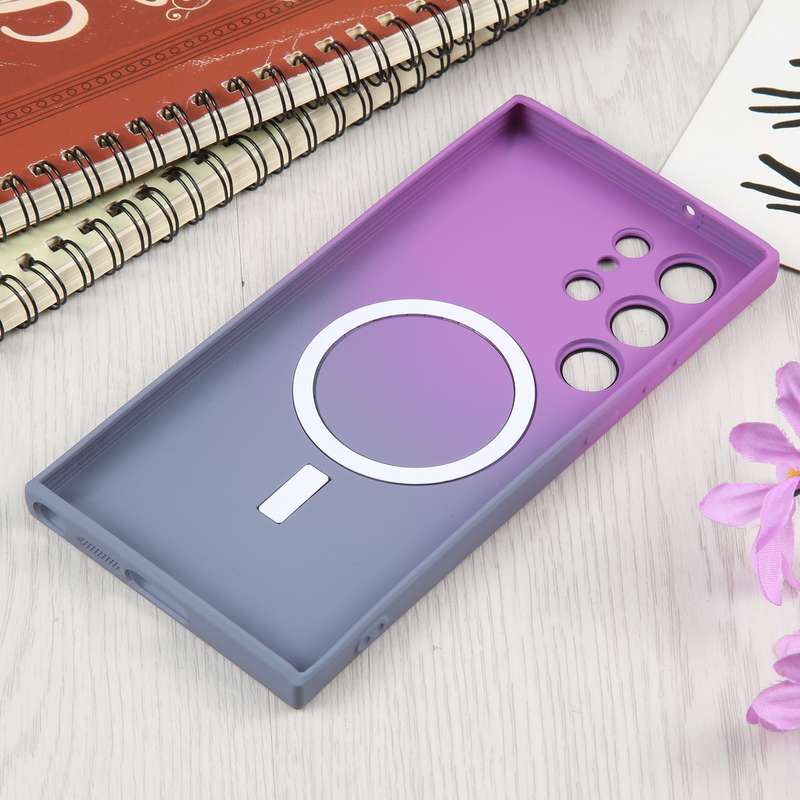 For Samsung Galaxy S23 Ultra 5G Liquid TPU Silicone Gradient MagSafe Phone Case(Pink Red)