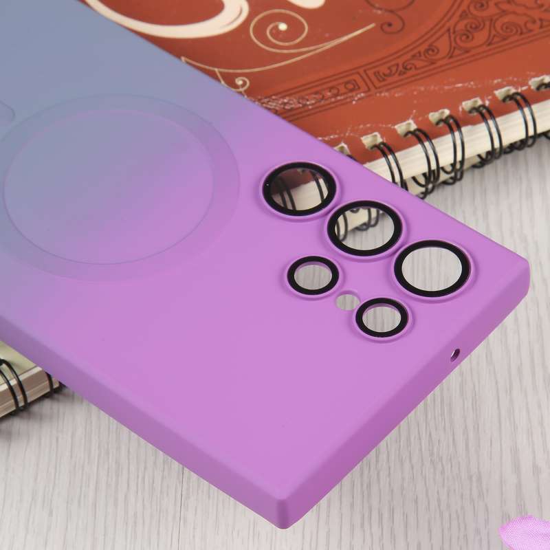 For Samsung Galaxy S23 Ultra 5G Liquid TPU Silicone Gradient MagSafe Phone Case(Pink Red)