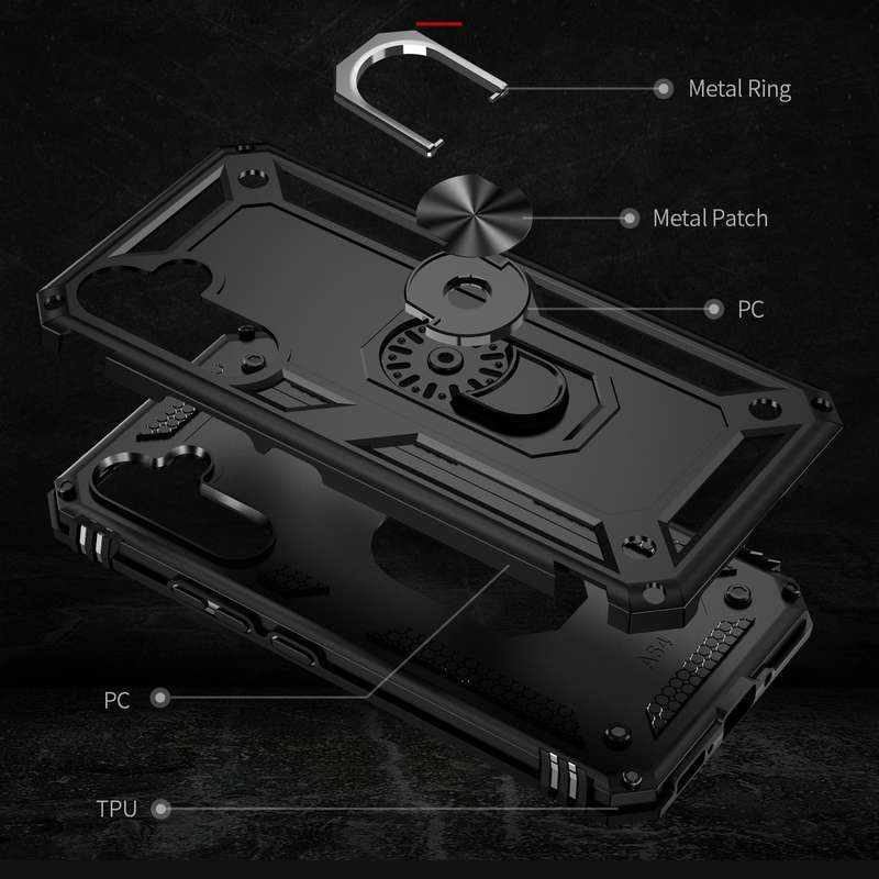 For Samsung Galaxy A54 Shockproof TPU + PC Phone Case with Holder(Black)