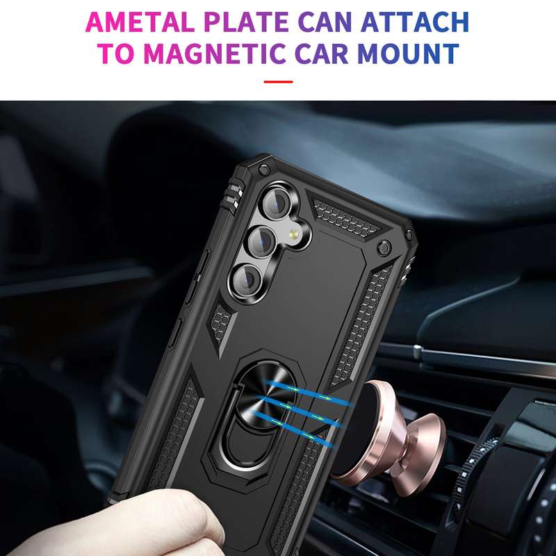 For Samsung Galaxy A54 Shockproof TPU + PC Phone Case with Holder(Black)