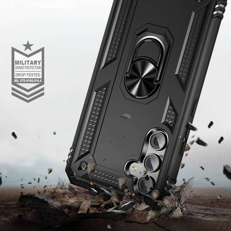 For Samsung Galaxy A54 Shockproof TPU + PC Phone Case with Holder(Black)